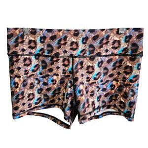 Peachy XL Serenity Athletic Shortie Shorts Crystal Accent Animal Print Cheetah